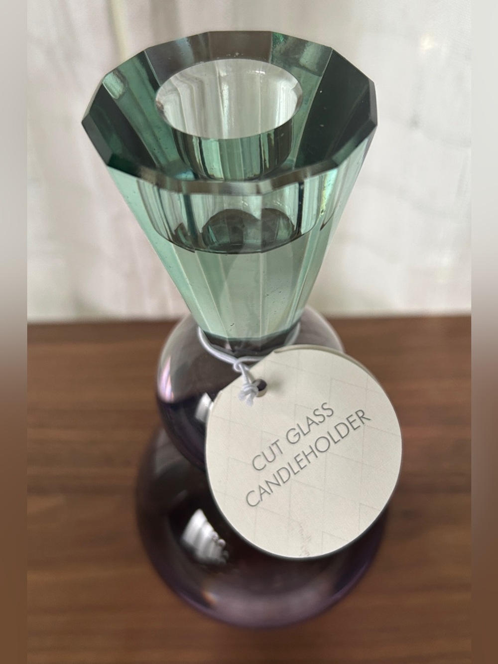 EUC Anthropologie Cut Glass Candle Holder - Sky/Clear/Lilac - Picture 2 of 3